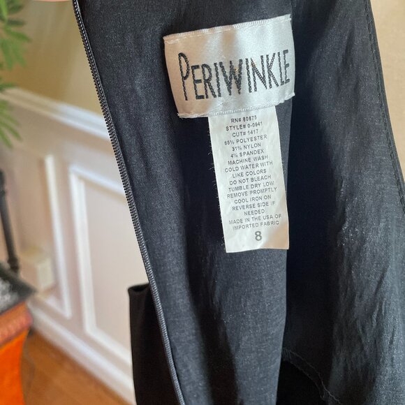 Periwinkle Black Dress Size 8, Front-to-Back Right Shoulder Ruffle, Sleeveless - Picture 7 of 7